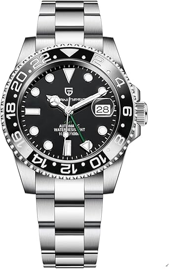 Pagani Design Men's GMT Automatic Mechanical Watch 100m/bar Waterproof Ceramic Bezel Sapphire Glass Luminous Hands Watch