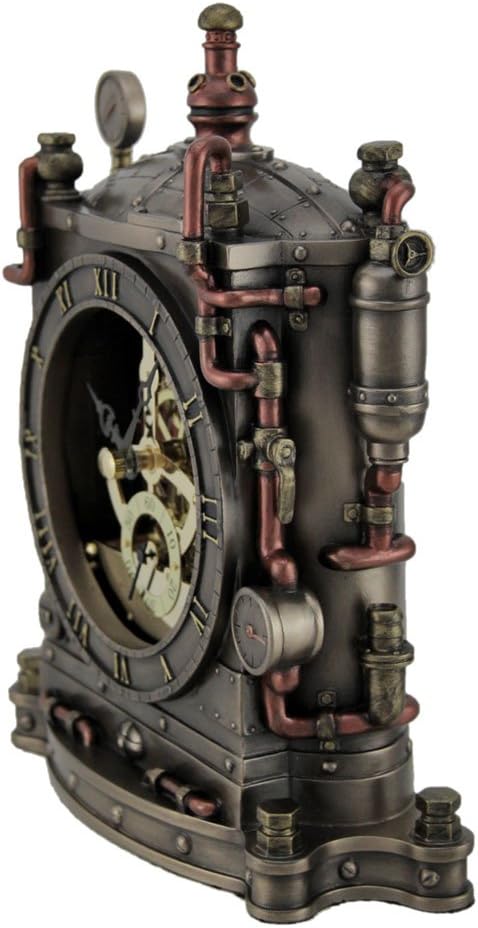 Resin Mantel Clocks The Grand Machine Steampunk Style Bronze Finished Mantel Clock 6.5 X 7.75 X 2.25 Inches Bronze