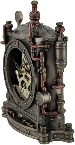 Miniatura 2 de The Grand Machine Steampunk Style - Reloj de repisa con acabado de bronce