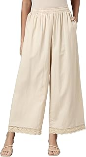 go colors Women's Solid Mid Rise Linen Relaxed Fit Wide Pant-picture-29