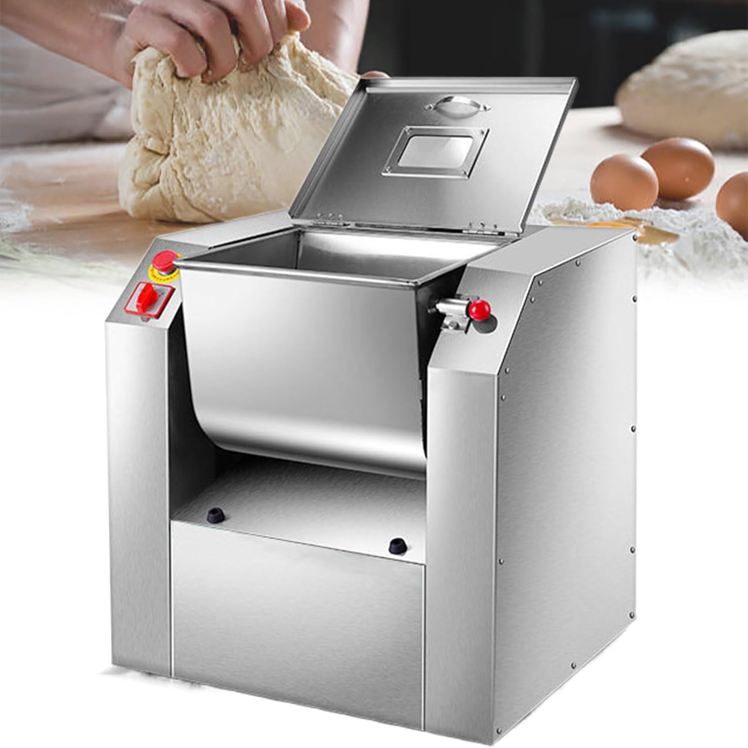 Commercial Dough Mixer, All Stainless Steel Pizza Dough Mixer, with 7.5 kg Kneading Capacity, for Schools Bakeries Restaurants Pizzerias,