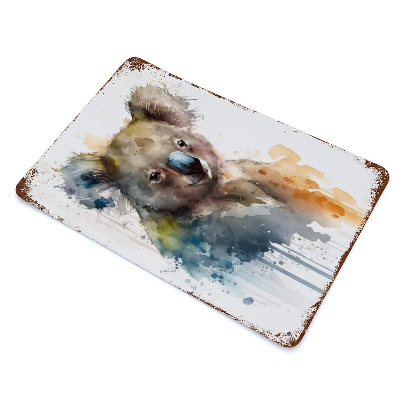 Koala Watercolor Design Rusty Metal Tin Sign 11.8"x7.9", for Basement, Hobby Room And Garage Decor, Retro Wall Decor