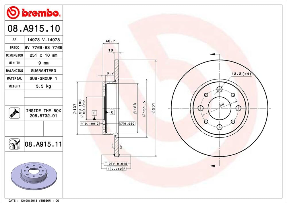08.D566.11 BREMBO Prime Remschijf 253x12mm, 4, volledig voor FORD FIESTA | prijs en