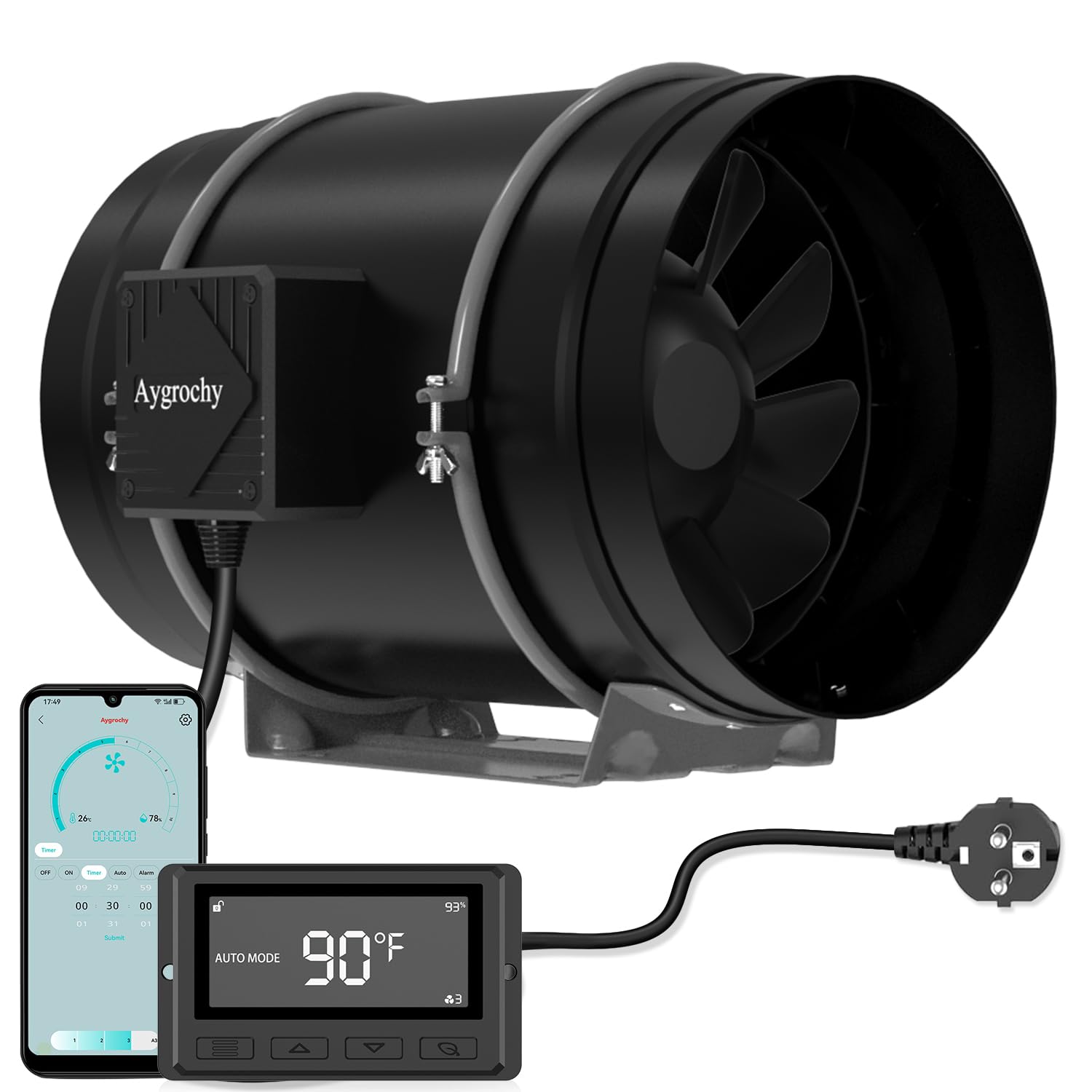 Ventola Aspirazione 100mm Aygrochy - Motore EC, Controllo Velocità, Per Coltivazione E Ventilazione - Foto 4