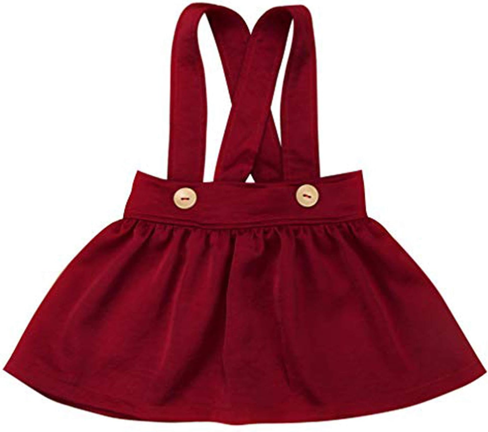Baby Girls Velvet Suspender Skirt Infant Toddler Ruffled Casual Strap Sundress Summer Outfit Clothes (6-12M, Red)