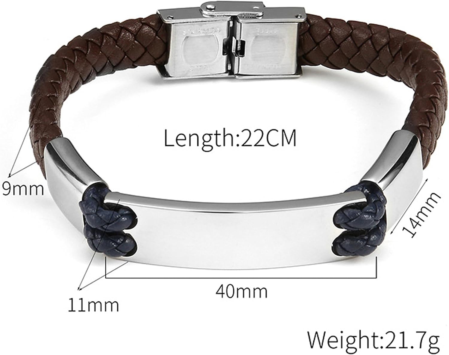 Qina C. Christmas Gift for Men, Personalized Leather Bracelet, Custom Name Text Engraved Dad Bracelet for Husband, Boyfriend, Pulseras Para Hombres, Xmas Present