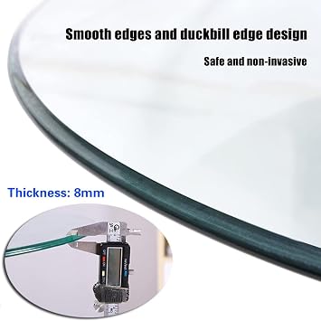 Round Glass Table Top 11in - 24in, Tempered Clear Glass 1/4 Thick Beveled Polished Edge, Replacement Top for Dining, Coffee, Office, Side Table(28cm/11in)