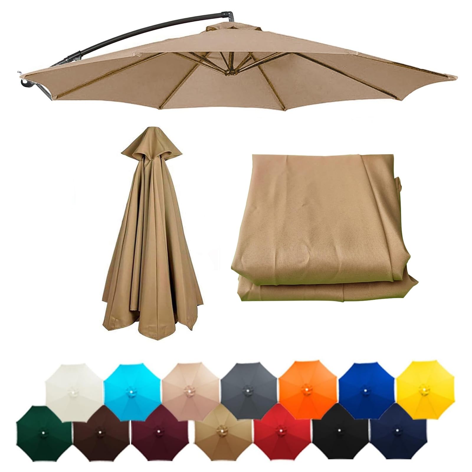 DHDDVDR 2m 2.3m 2.5m 2.7m 3.0m 3.5m Replacement Parasol Canopy, 6 Arms 8 Arms Parasol Umbrella Replacement Canopy, UV Protection Waterproof