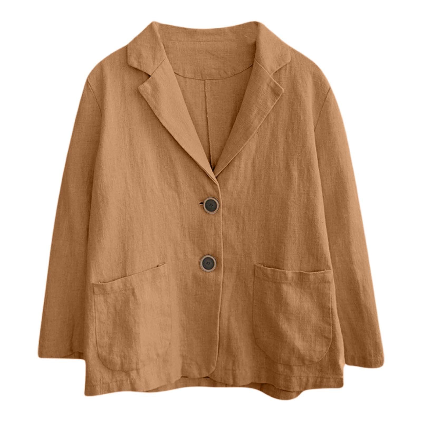 Camicetta da donna in lino a maniche lunghe, vestibilità larga, casual, per primavera e autunno, stile letterario versatile
