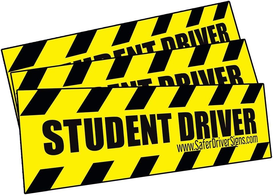Extra Large Oversized 13" x 4" Reflective Student Driver Magnets, Pack of 3
