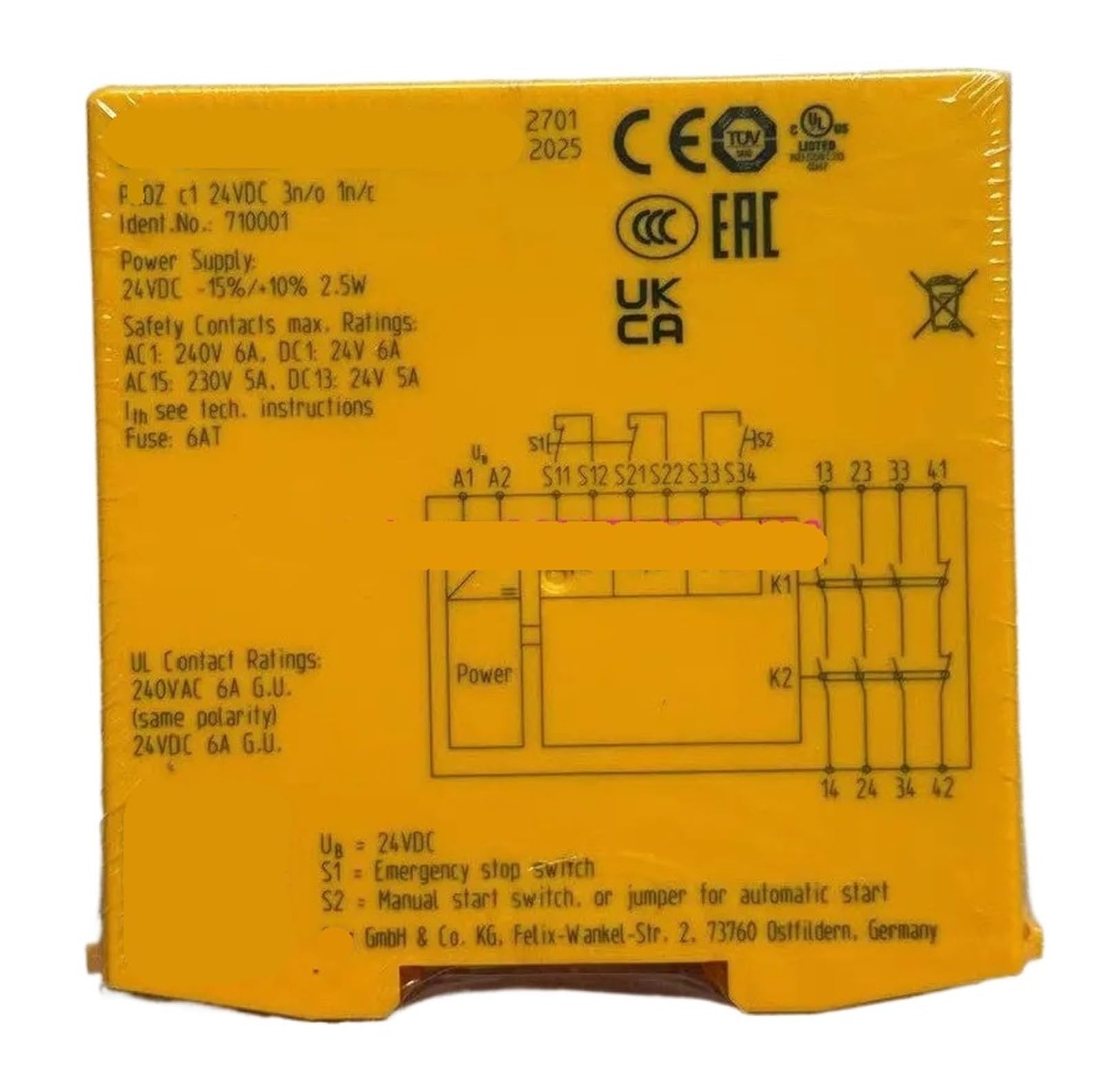 CLEUFWKO 1pcs Relay C1 24VDC 3n/o 1n/c 710001