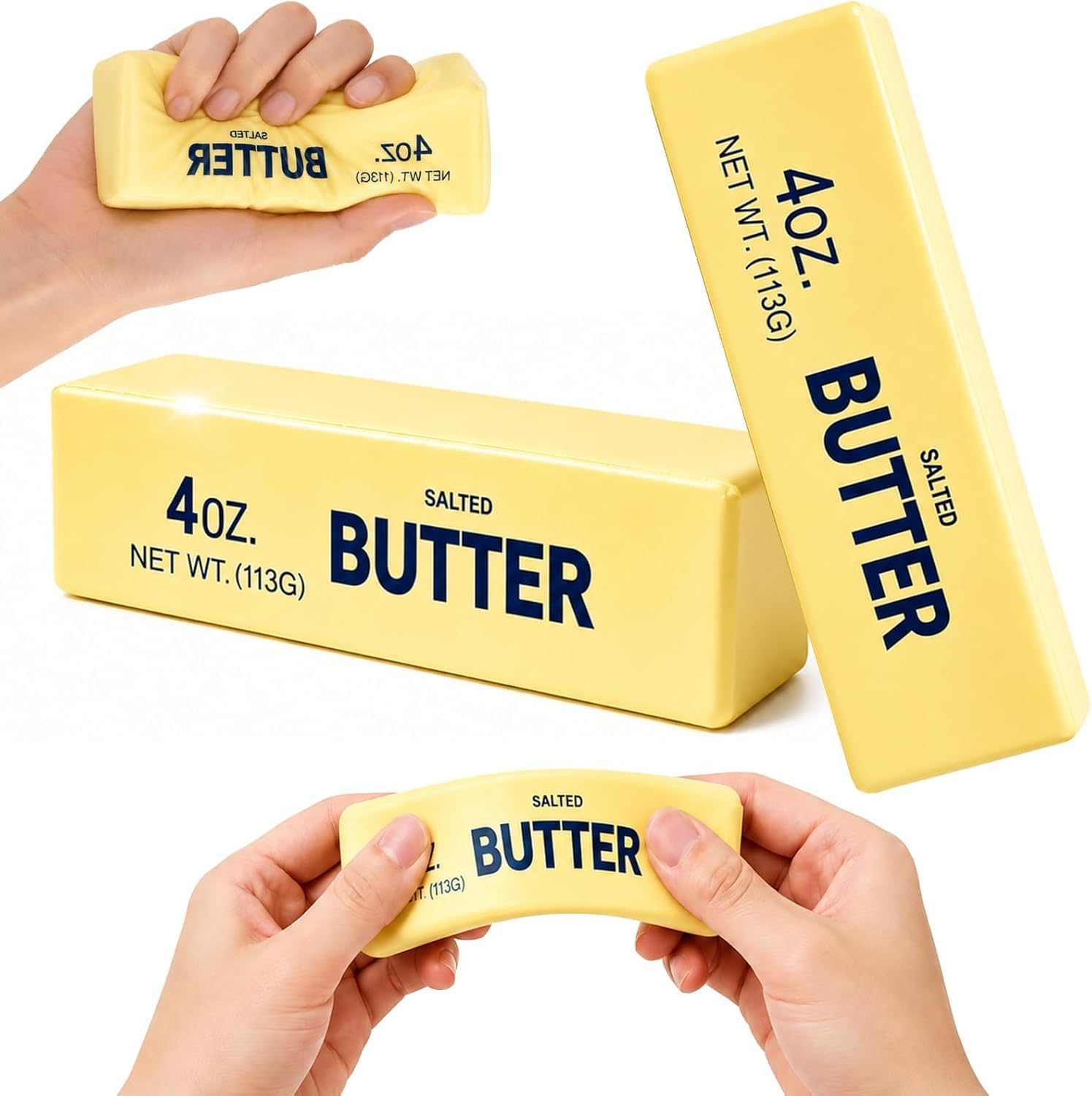 2PCS Butter Squishy – Slow Rising Butter Squishy Toy, Realistic Food Fidget Toys for Adults, Soft PU Material, Sensory Anxiety Relief & Focus Aid, Portable 5.5 Inch Squishy Butter for Office & Home
