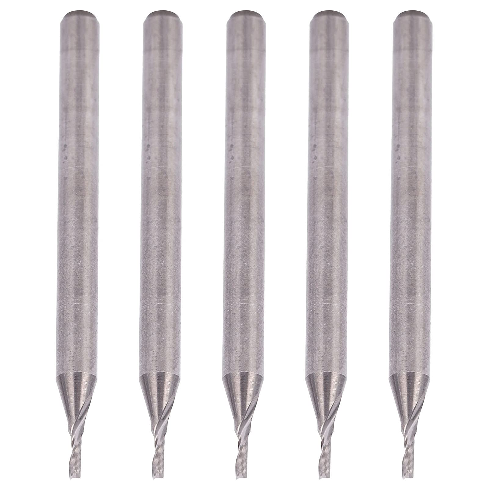 Marhynchus Frez Spiralny, Zestaw Frezów CNC ze Stali Wolframowej 5 szt. Głowica Tnąca 1 Mm Trzpień 3,175 Mm Długość 39 do Rzeźbienia w Drewnie Router CNC i Grawerowanie