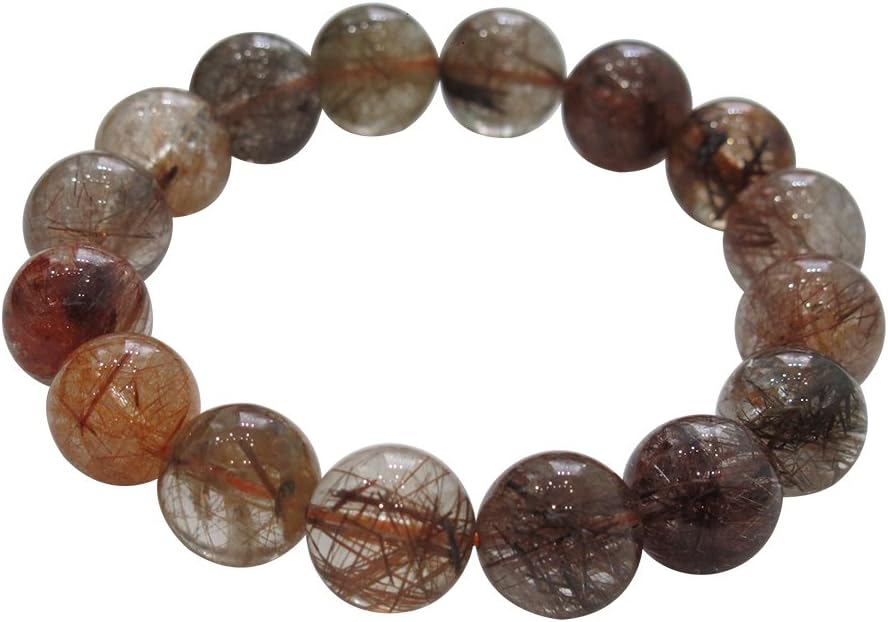 Caratera Unique Natural Mix Rutilated Quartz Lucky Beads Astrological Reading Bracelet