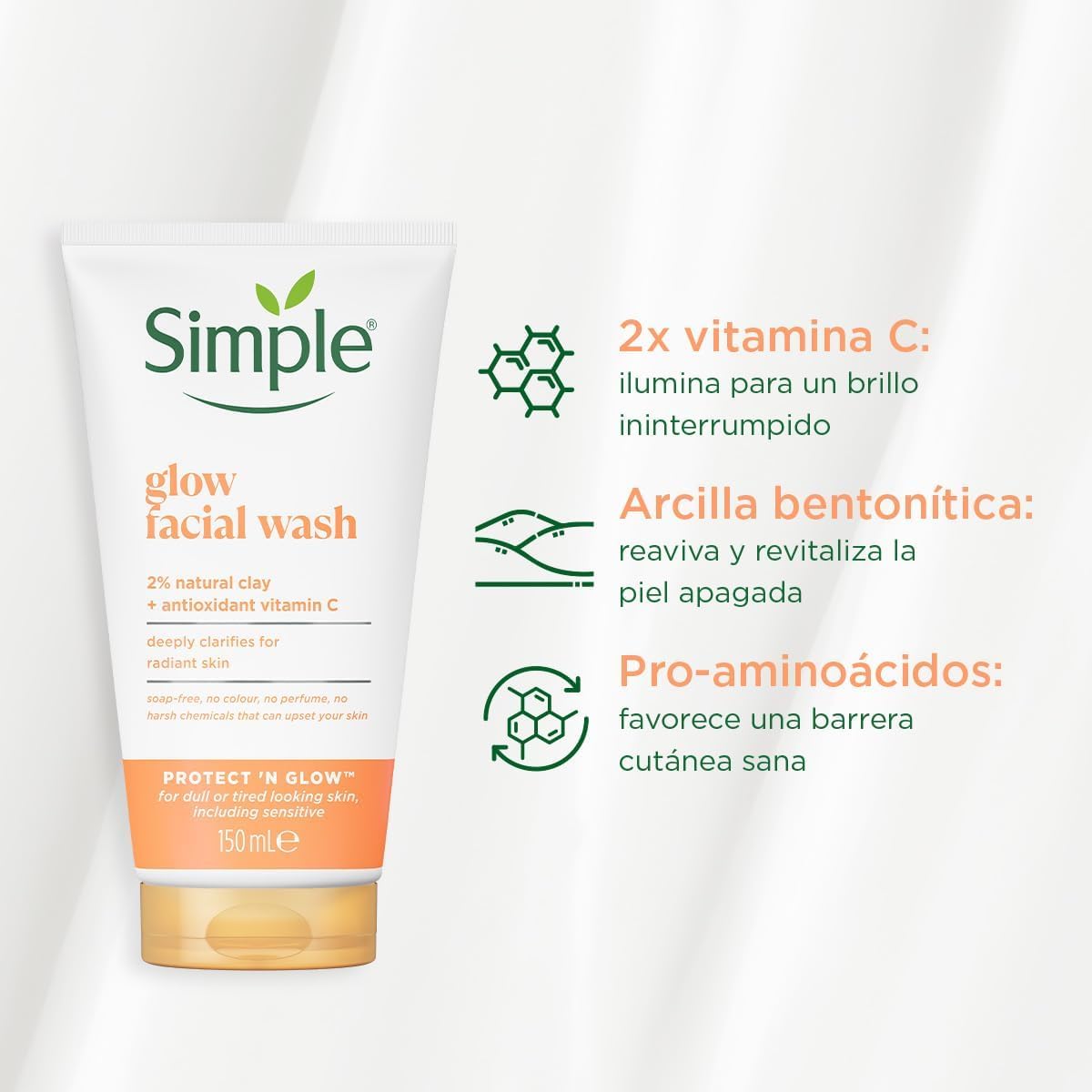Simple Işıltılı & Temiz 2'si 1 Arada Bambu ile Peeling Kil ile Temizlik Işıltısını Kaybetmiş Ciltler için, 150 ml