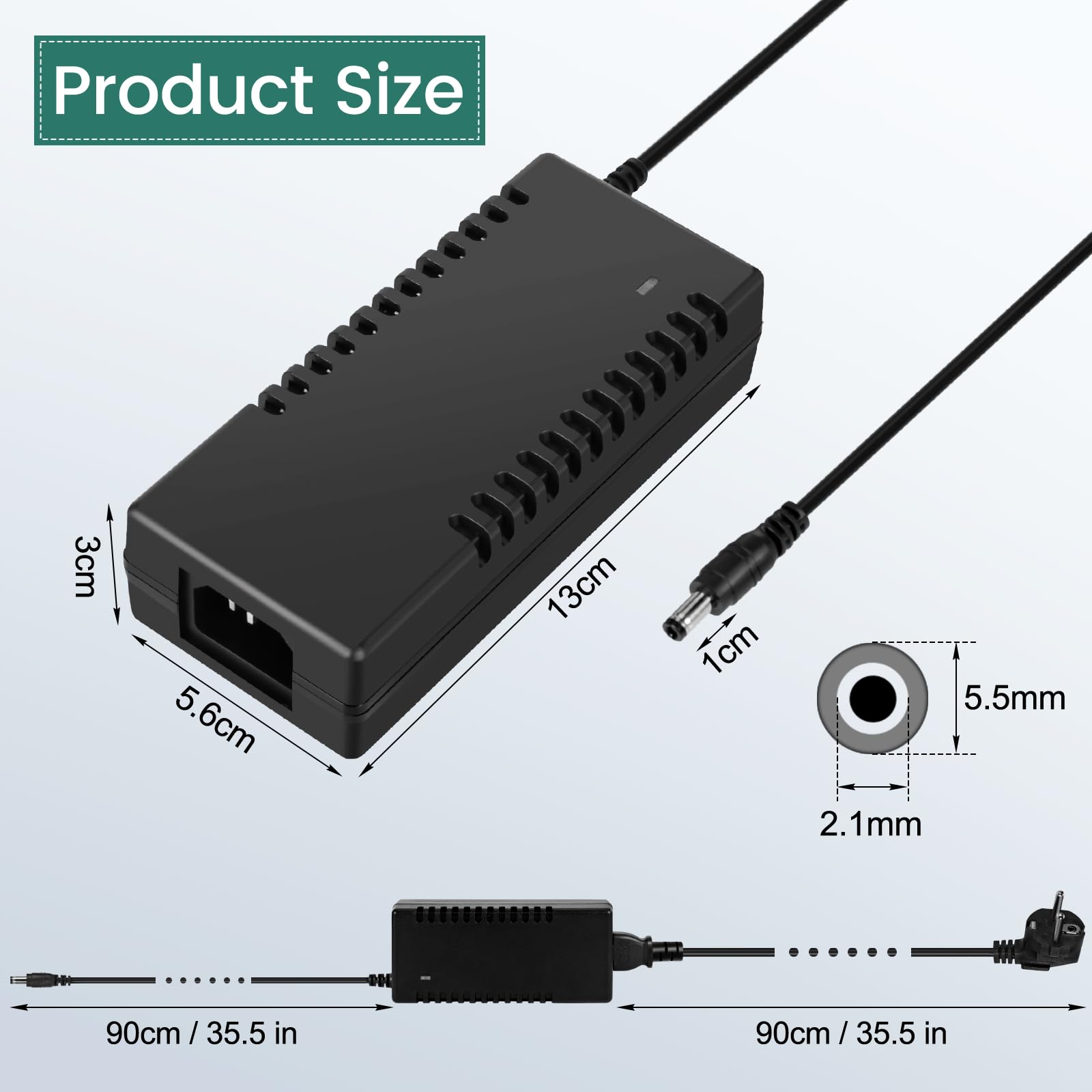 Adattatore di alimentazione universale da 24 V, 6 A, CA 100-240 V fino a CC 24 V, 6 A, alimentatore per strisce LED, TV, DVD, LCD, monitor radio, fotocamera, presa europea 5,5