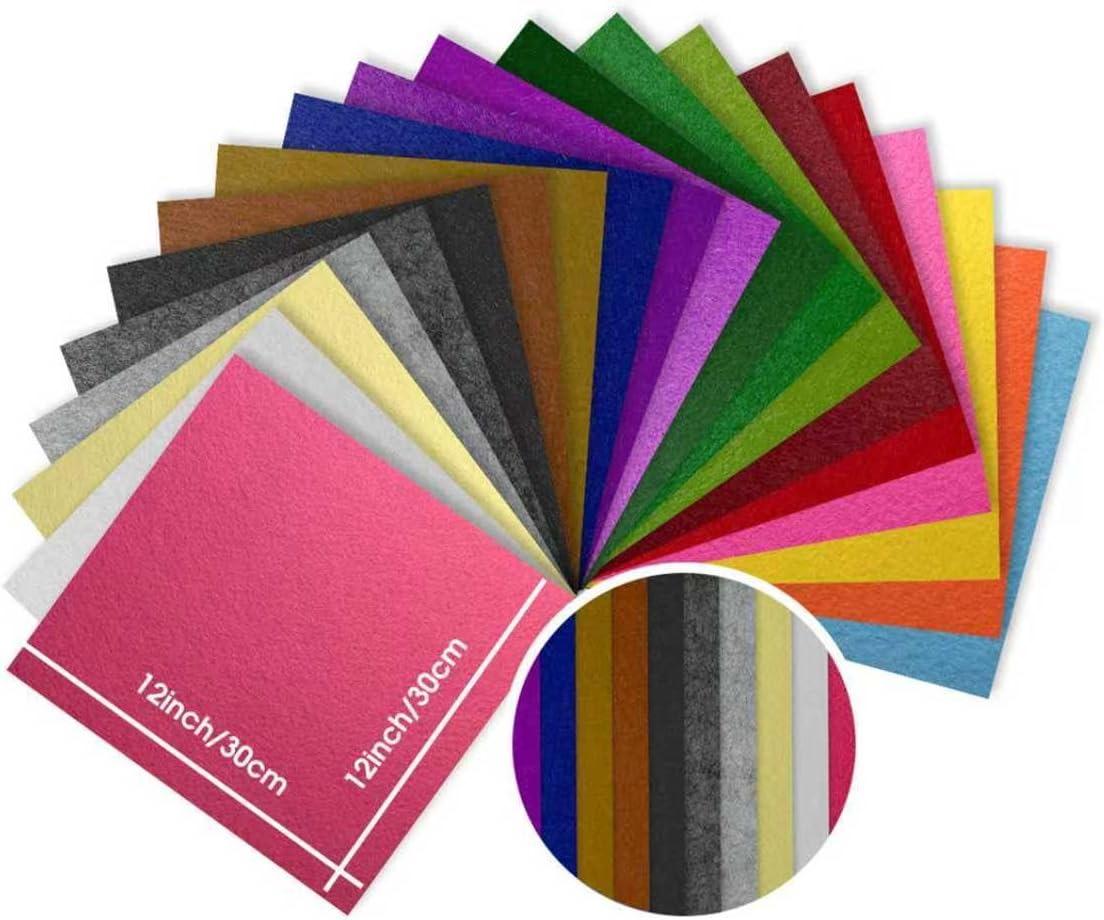 12" x 12" Felt Fabric Sheets for Crafts, 1mm Thick, Squares Felt Paper for Sewing Craft, Non-Woven Felt Fabric for Sewing Patchwork Material, 2pcs (Orange)