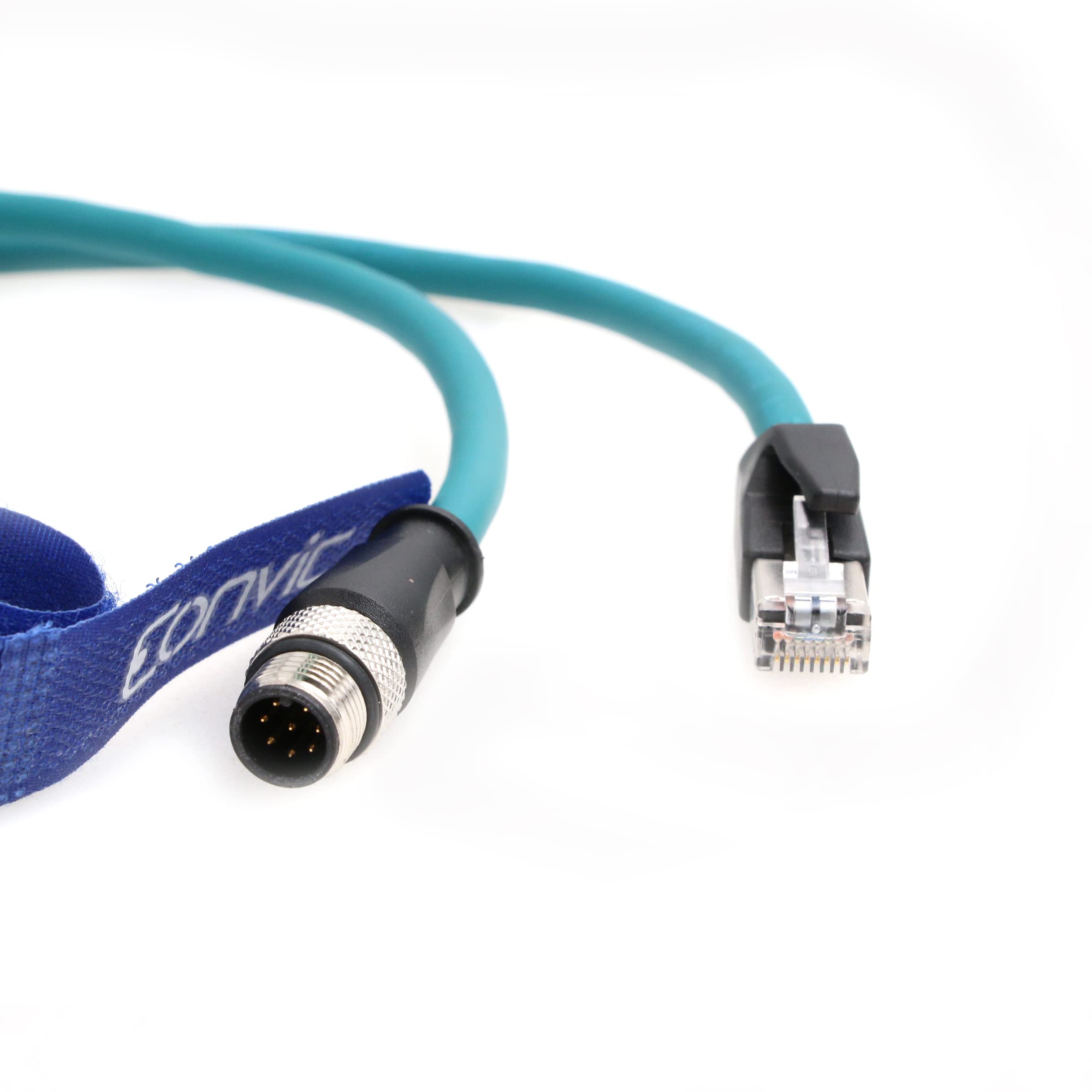Connecteur de capteur de code A M12 vers RJ45 Ethernet industriel 8 broches Gigabit Ethernet Cat-6 Câble blindé haute flexible pour caméra industrielle Cognex (10 m, bleu)