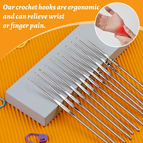 Conjunto de agulhas de crochê com 86 peças, kit de crochê para iniciantes, conjunto de agulhas de cr