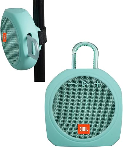 Hermitshell Funda de transporte de silicona para JBL Clip 3 Altavoz Bluetooth inalámbrico portátil impermeable (verde azulado)