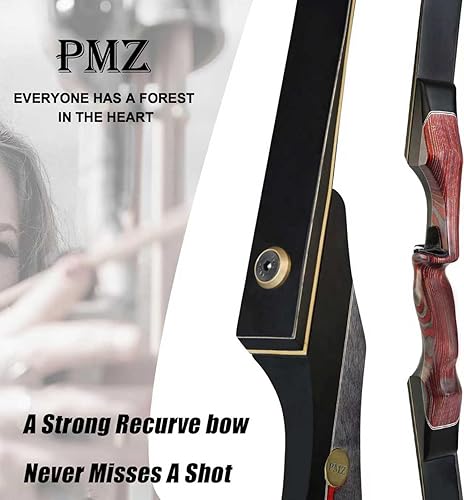 Vista 4 de PMZ juego de arco recurvo y flecha, kit de arco de caza profesional para adultos de Newset, arco desmontable de madera de 60'', para jóvenes