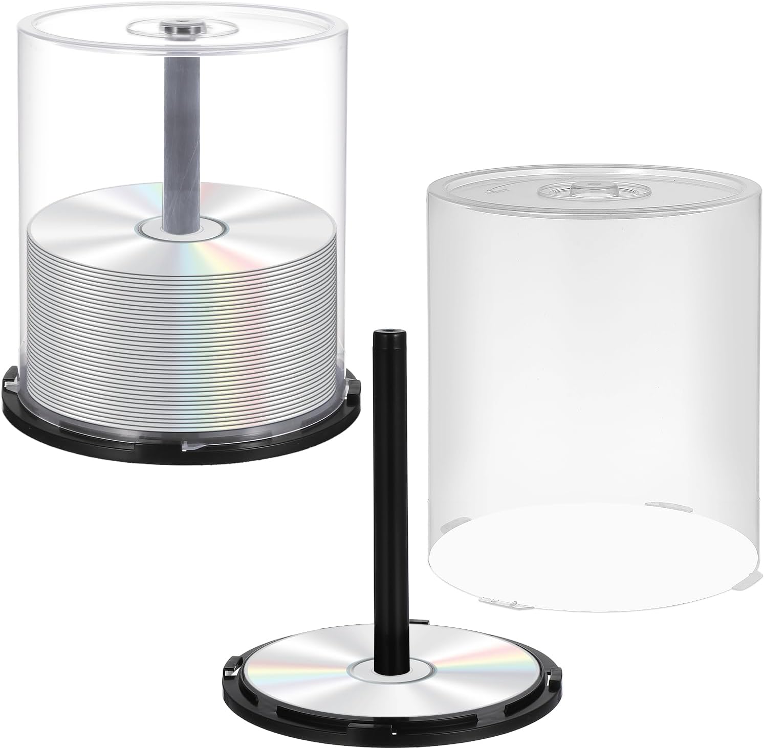 Angoily Cd Storage Bucket Organizer Plastic Case Compact Disc Holder for Cds and Dvds Space Saving Design 5.94X5.59X5.59 Inch Home and Office Use