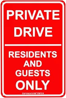 Private Driveway Sign - Private Drive Residents and Guests ONLY Restriction Caution Alert Warning Notice Metal Tin Sign 8"x12"