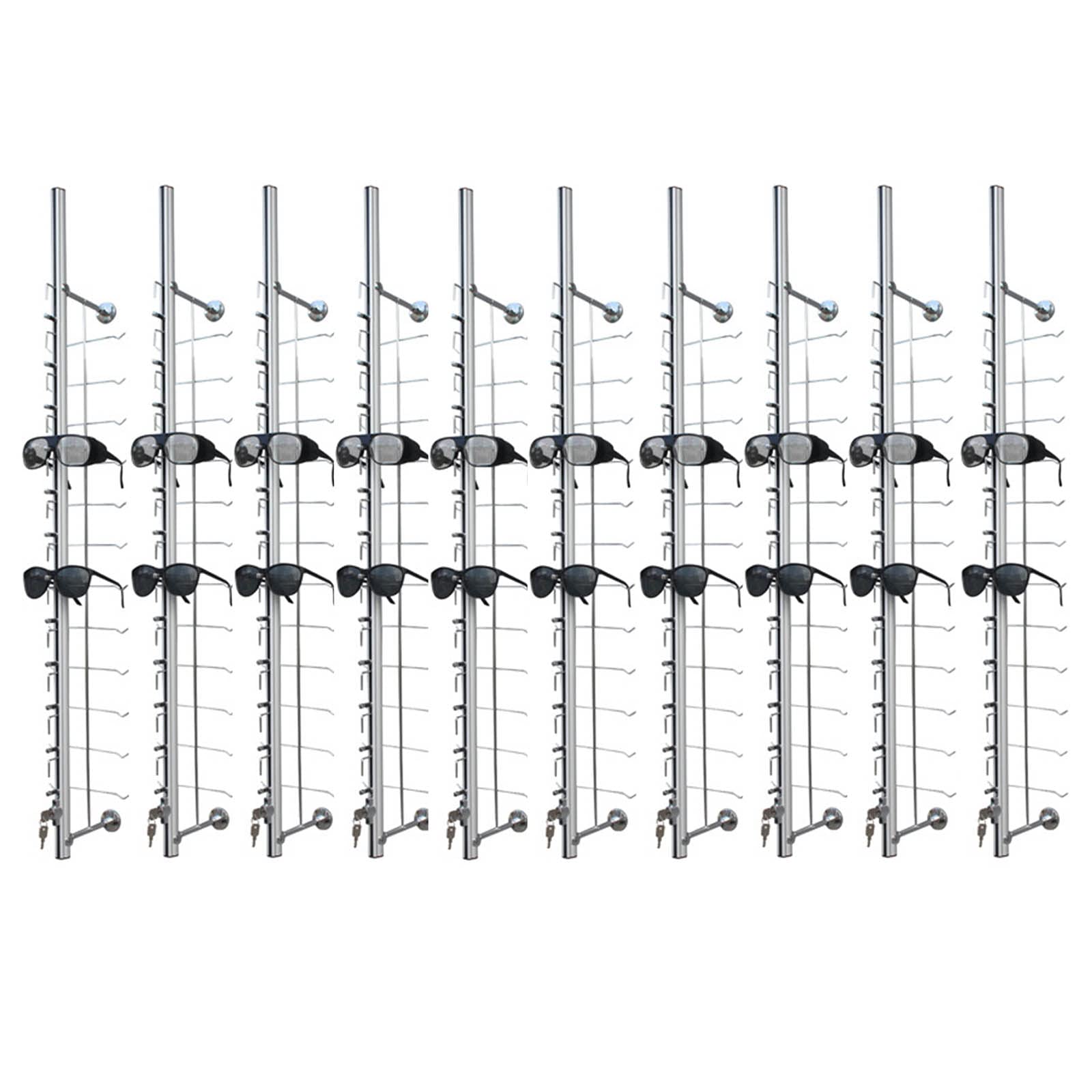 10 soportes de aluminio para gafas de sol de pared, soporte de exhibición decorativo para 12 marcos, almacenamiento seguro para gafas de sol, gafas y gafas