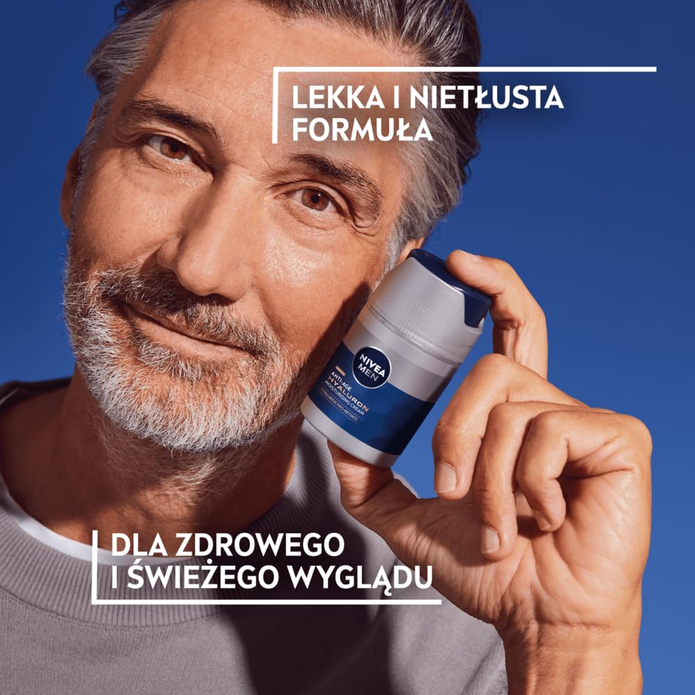 NIVEA MEN Hyaluron Przeciwzmarszczkowy krem nawilżający do twarzy dla mężczyzn z kwasem hialuronowym i pro-retinolem, 50 ml