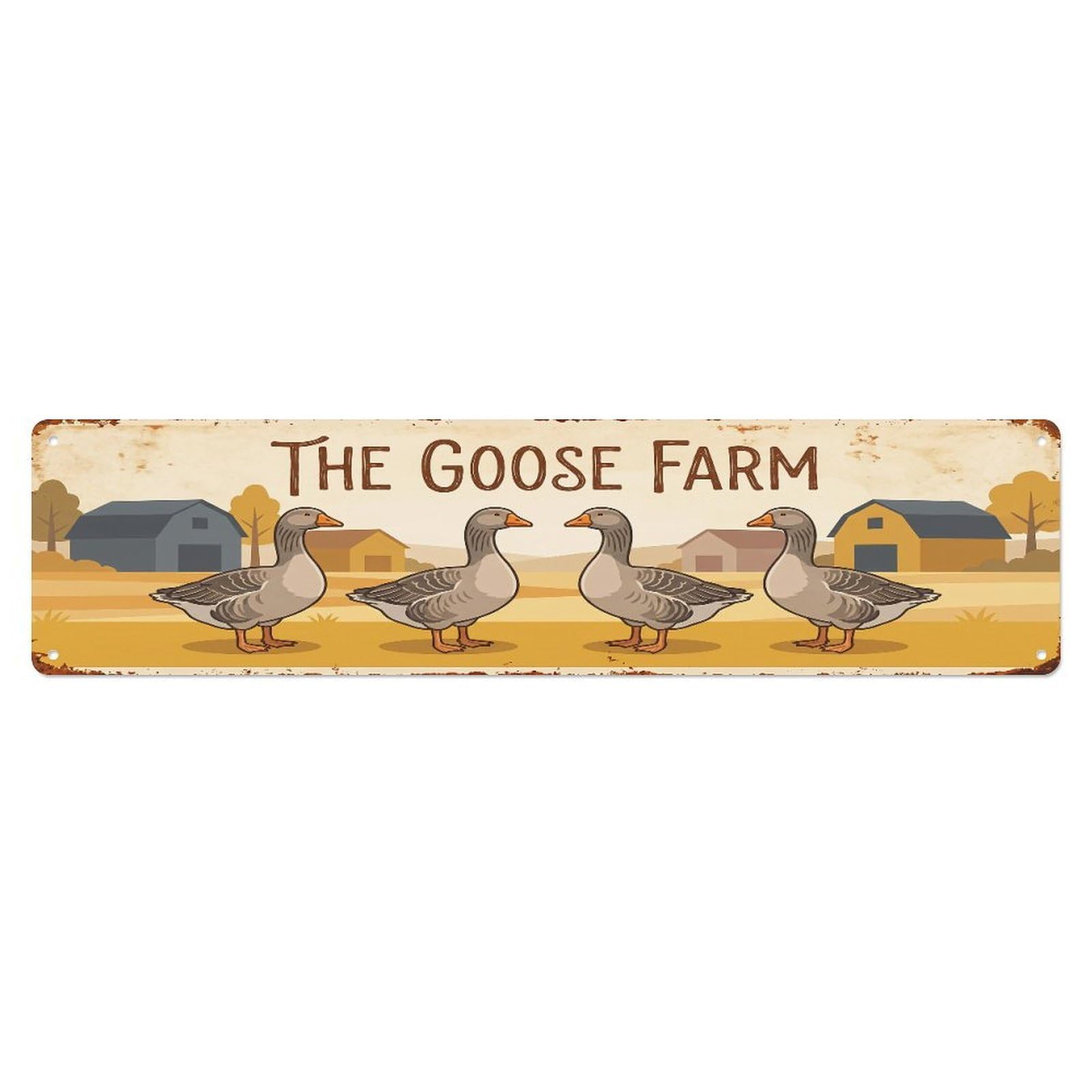 Metal Tin Sign Vintage Toulouse Goose Farm Scene The Goose Farm