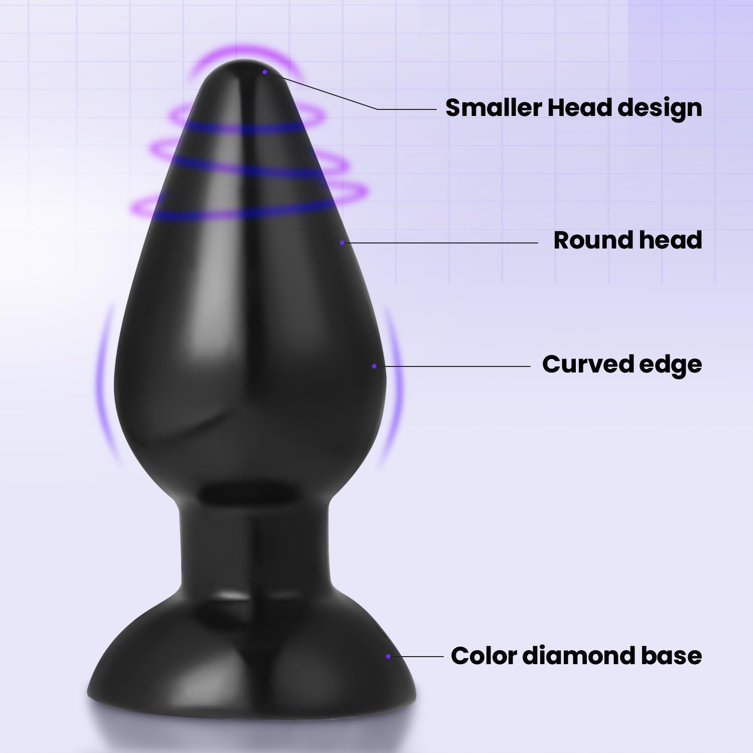 Plug Butt Extra, Plug Anale per Avanzato, Spina Anale Stimolante per Donne e Uomini, con Supporto Adesivo con Lubrificante, uso hands-free (Nero XXL)