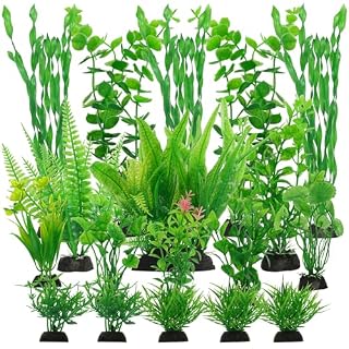 JABNOW 18 plantes artificielles vertes de 5 à 31 cm pour décor