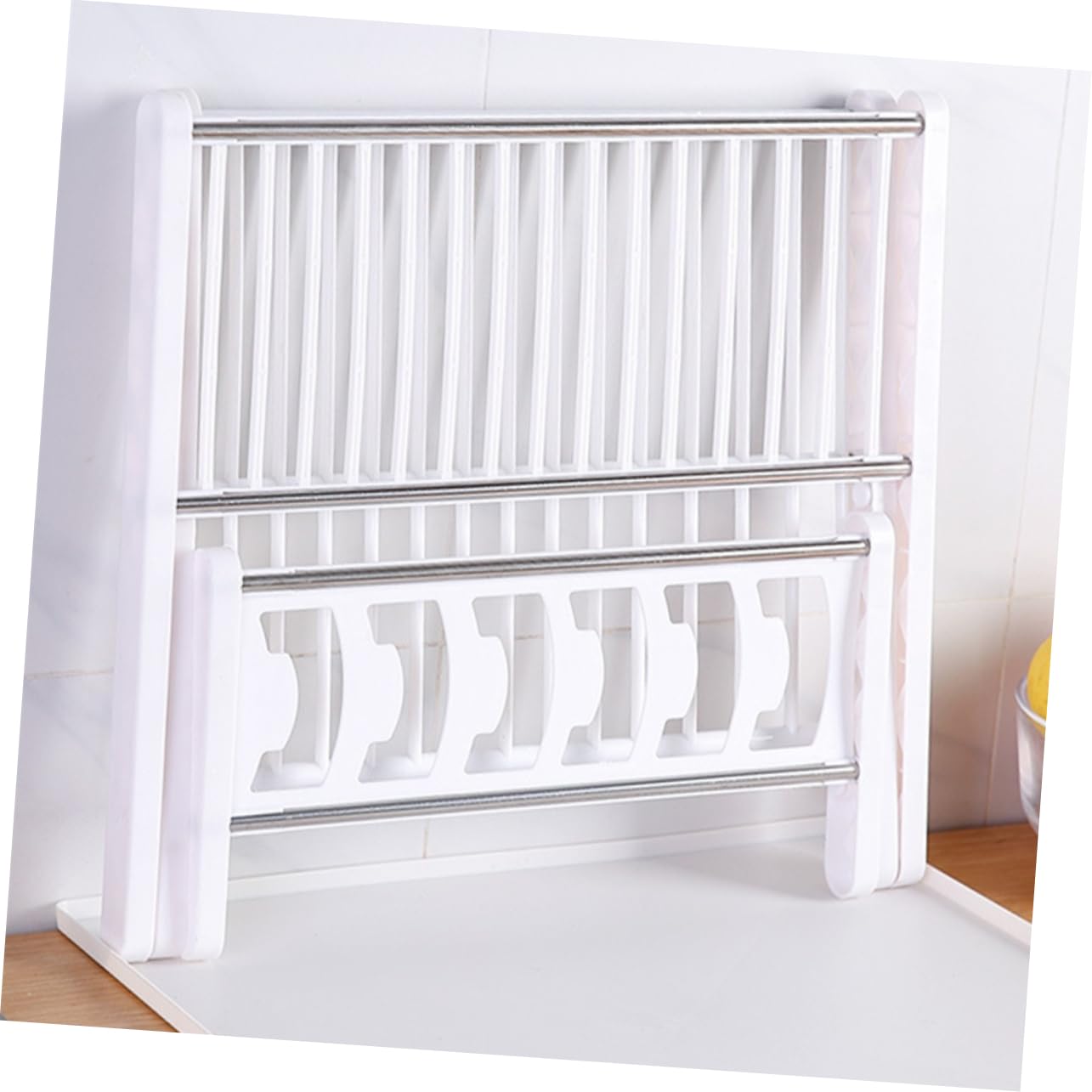 Cabilock Escurridor de Platos Plegable Blanco para Cocina Bandeja de Goteo, Diseño Fácil de Almacenar y Estructura de Acero Inoxidable para Encimeras y Hoteles