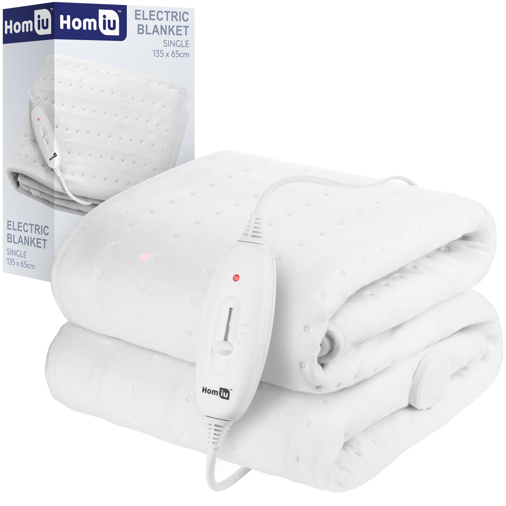 Homiu Electric Blanket Single | Soft Fleece Heated Underblanket, 3 Heat Settings & Fast He...