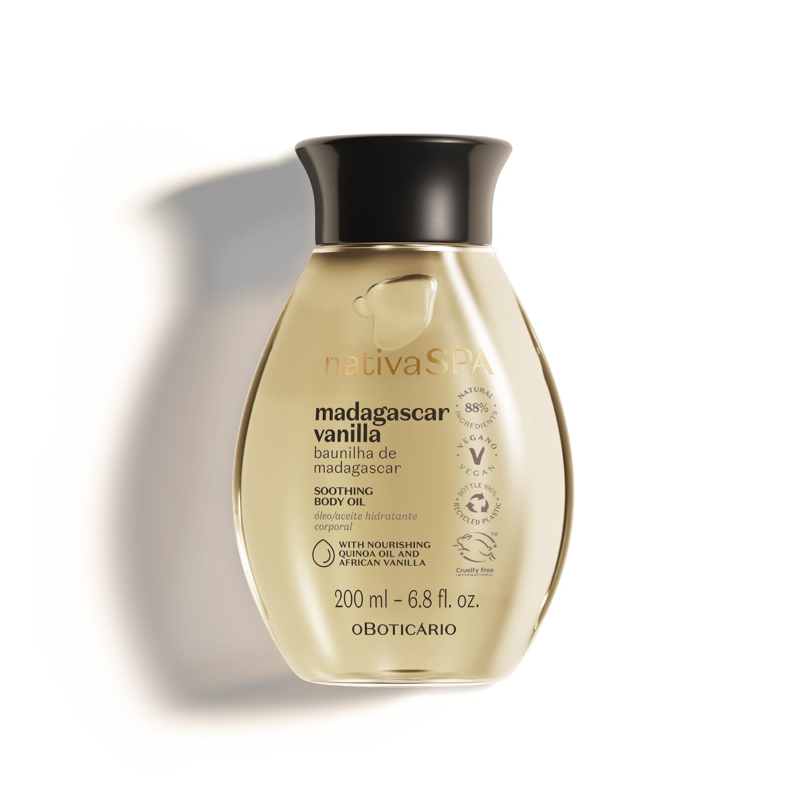 O Boticário Nativa SPA Vainilla de Madagascar Aceite Corporal Perfumado Loción Para El Cuerpo Hidrata y Cuida Piel Vegan 200ml