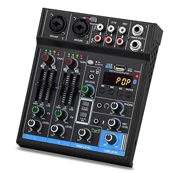 4チャンネルポータブルオーディオミキサー★USB電源ステージパフォーマンス＆配信 4チャンネルポータブルオーディオミキサー☆USB電源ステージ