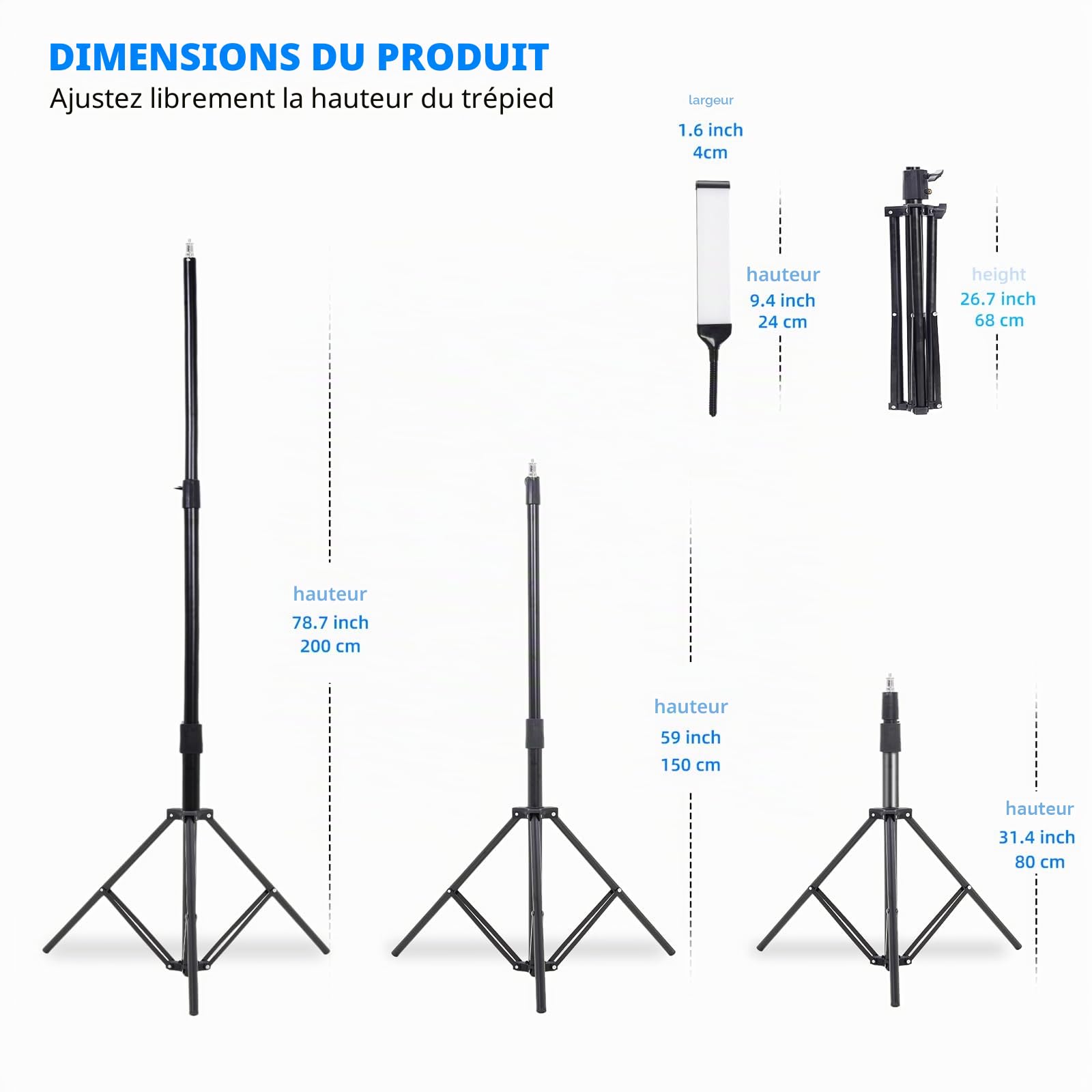 Lampe Cills à Quatre Bras, Lampe Esthetique Professionnel avec Trépied et Support de Téléphone, pour Maquillage, Cils, Sourcils, Tatouage, Manucures, Streaming, Photographie de Produits
