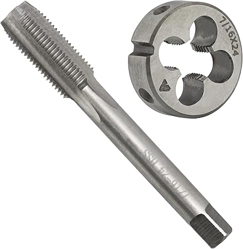 Vista 7 de 7/16 "-14 UNC HSS Tap And Die Set, 7/16 x 14 UNC Macho de rosca de máquina y rosca redonda Die mano derecha