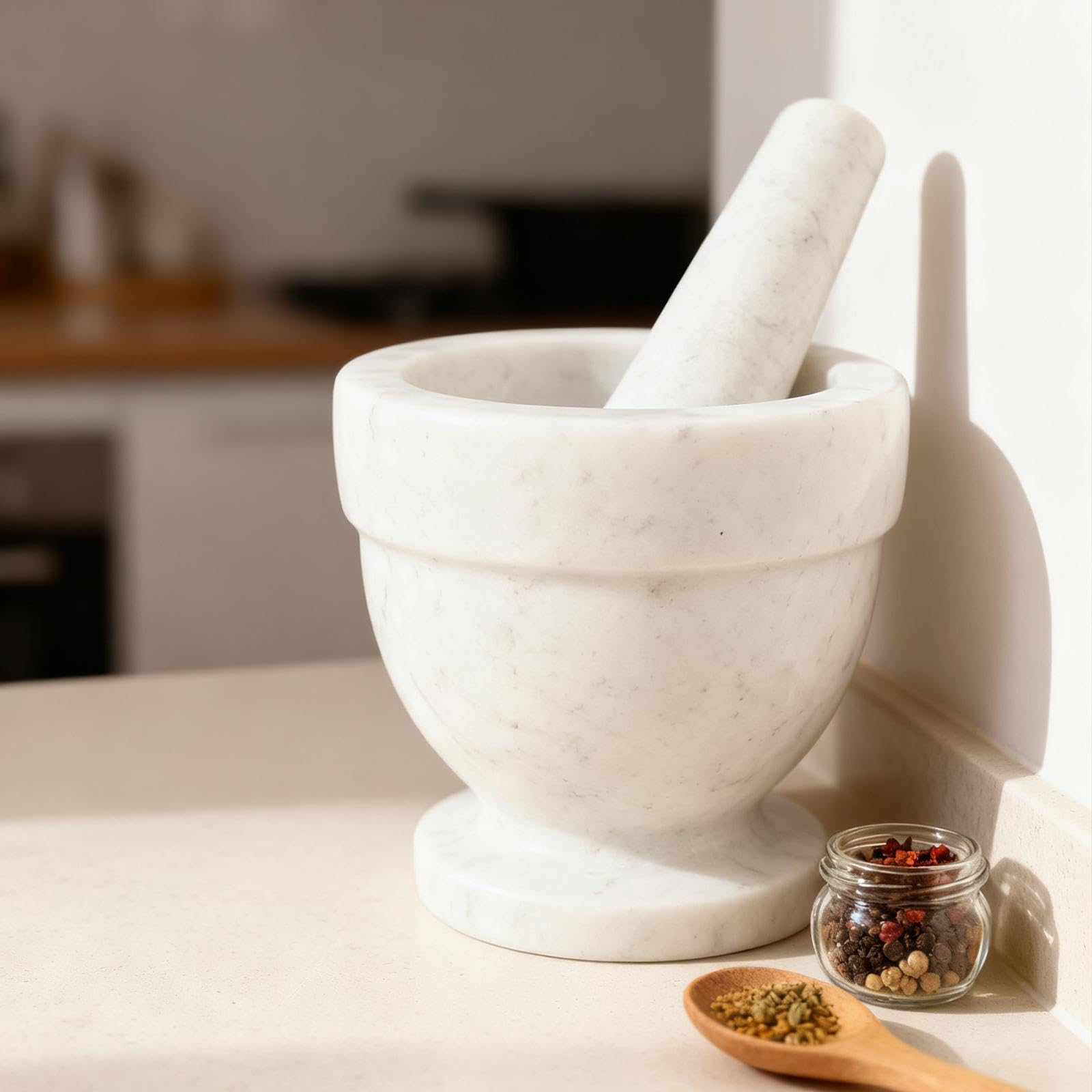 Sharplace und Stößel-Set, manuelle Knoblauchpresse, Wiederverwendbare Knoblauch-Mahlschüssel, zum Mahlen von Gewürzen zum Würzen, Kochen, Küche, Zuhause