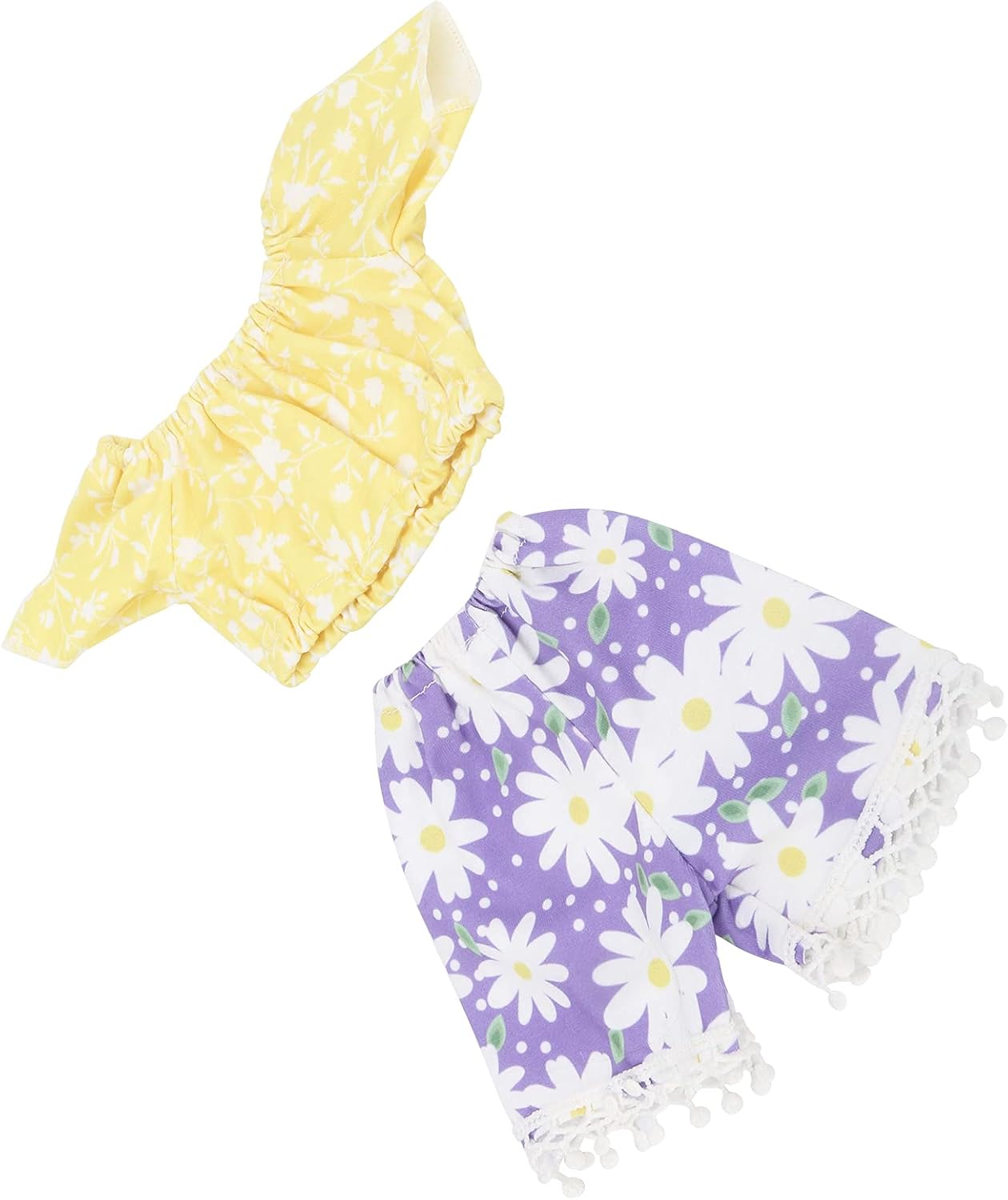 HEEPDD Doll Clothes, for Dolls, Handcrafted Fabric Flower Pattern Outfit for Girls Birthday Gift Doll Clothes, Colorful Stylish Dress Set Nan Children's Toys (Q18-775 Yellow and Purple Daisies)