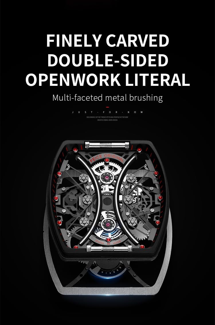 FEICE Men's Automatic Wrist Watch Sapphire Crystal Japanese Movement Skeleton Mechanical Watch Waterproof Sports Wristwatch - FM602