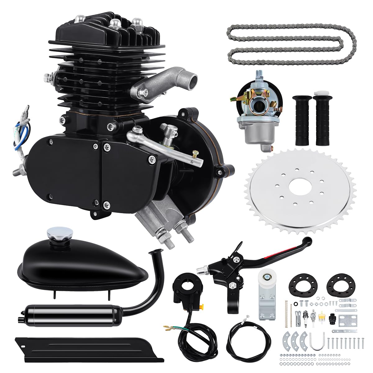 Kit Motor Bicicleta 2 Tiempos 80cc Gas Conversión Bicicleta Motorizada 28 Pulgadas Negro