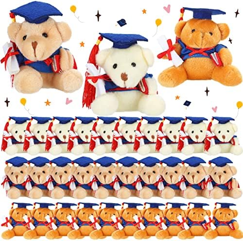 50 Pieces Mini Graduation Bear Class of 2023 Stuffed Animal Bear in Cap and Diploma 3.54 Inches Plush Bear Graduation Bear Dolls for 2023 Graduation Present Graduation Ceremony Party Decorations
