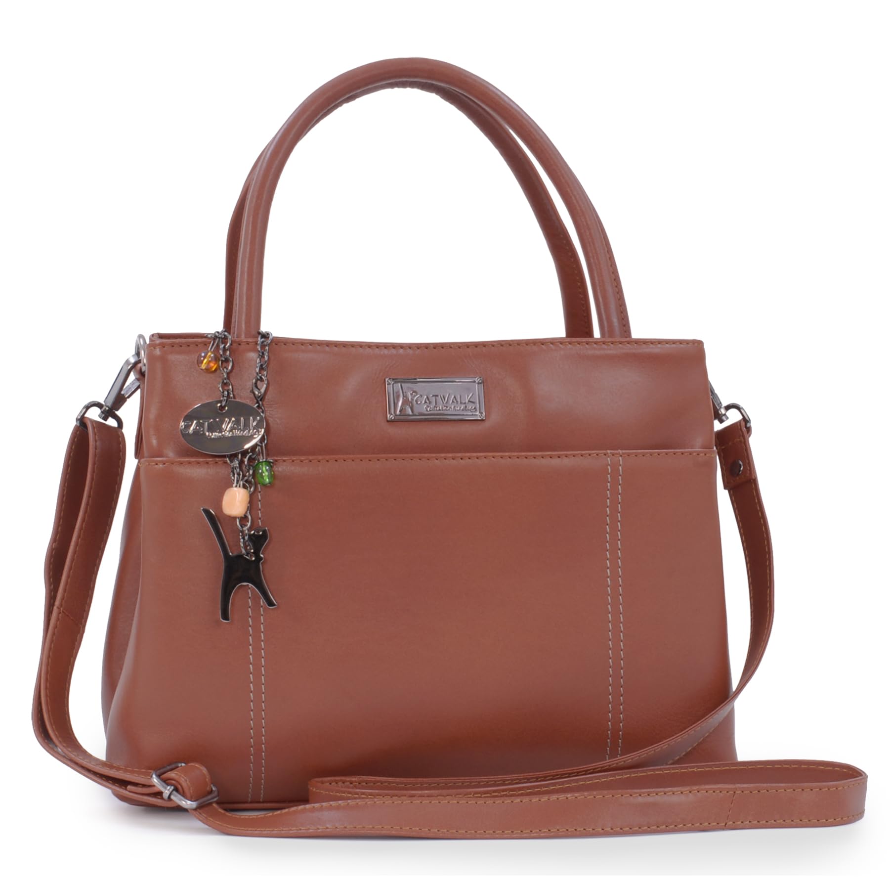 Catwalk Collection Handbags - Bolso de Hombro de Piel - Correa Bandolera Desmontable - Tote Mediano Mujer - Bolso de Mano Diario - Rosaline