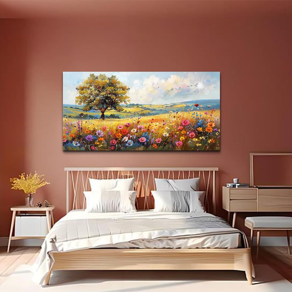 hyidecorart Canvas Wall Art For Living Room Wall Decor For Bedroom Office Decorations Field Pictures Artwork Flower Scenery Watercolour Wall Paintings Aesthetic Room Home Decor Ready to Hang - Image 6