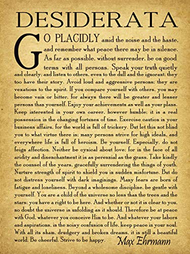 Póster de pared con poema Desiderata vintage, lámina de poesía formato A3 decorativa