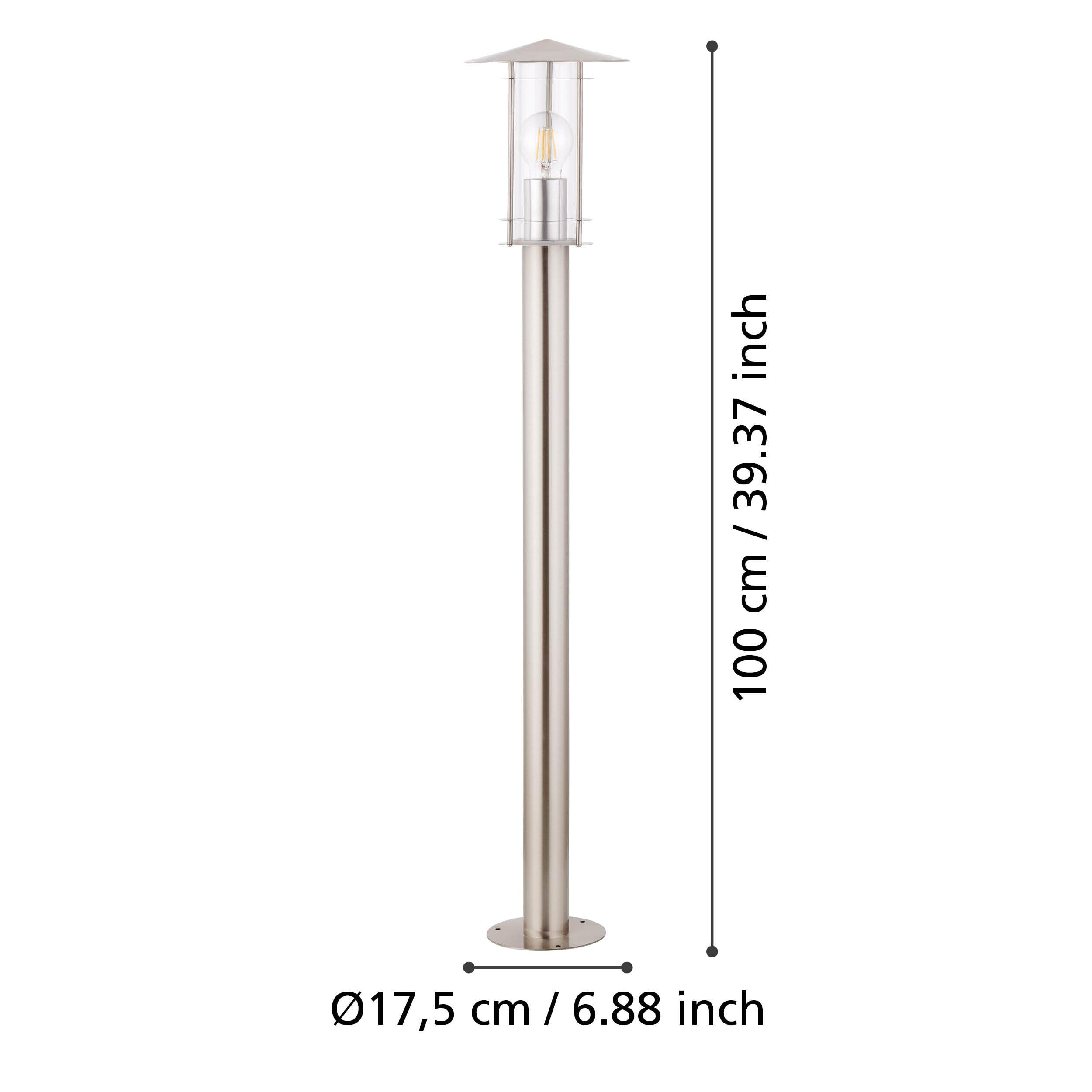 EGLO Außen-Wegelampe Lisio, 1 flammige Außenleuchte | Edelstahl Gehlicht silber, Glas transparent, E27 Fassung, IP44