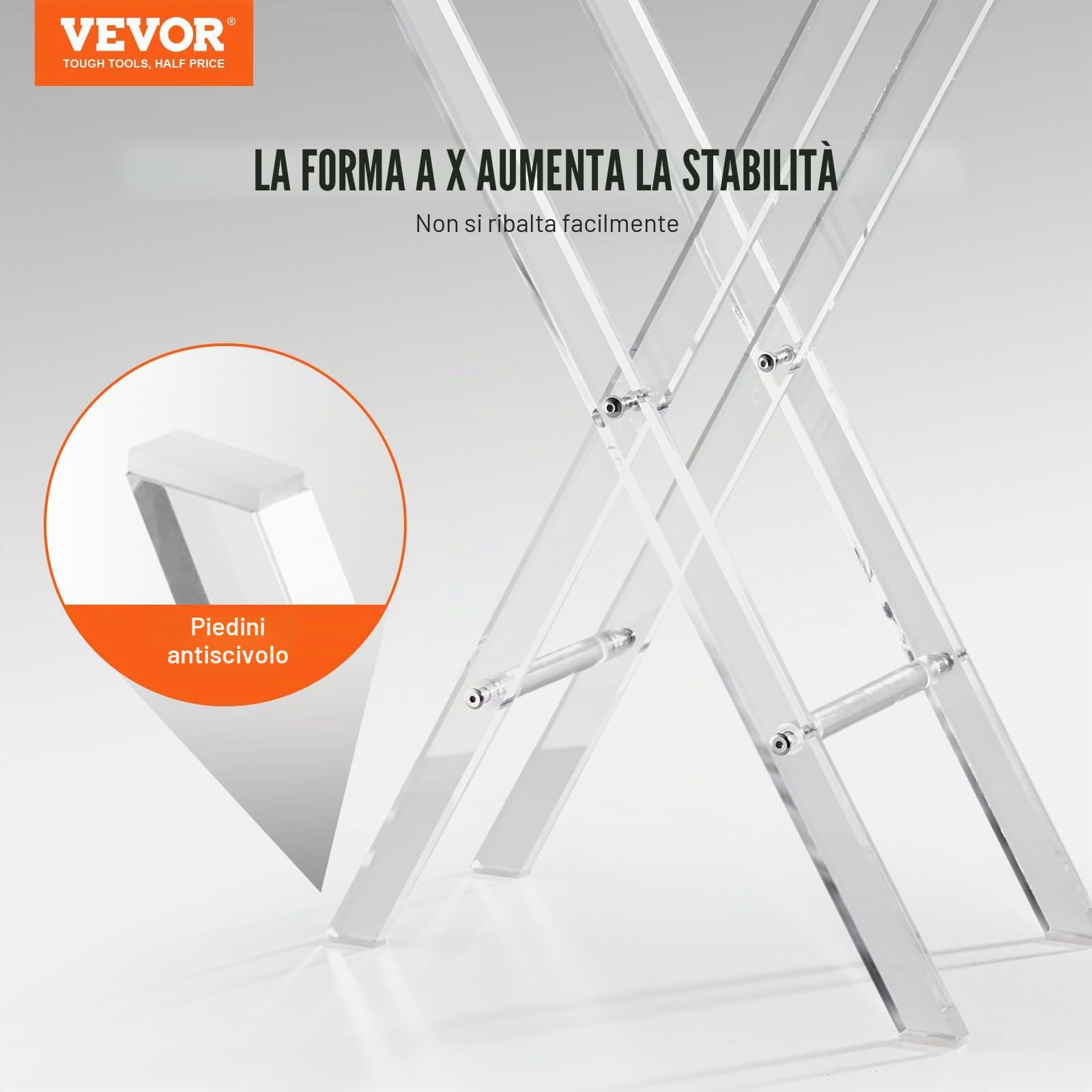 VEVOR Tavolino Caffè in Acrilico Trasparente Tavolino Basso Rotondo da Soggiorno 400x400x580 mm, Tavolo da Ingresso Portata max. 10 kg, Tavolino Pieghevole per Soggiorno Camera da Letto Balcone Caffè