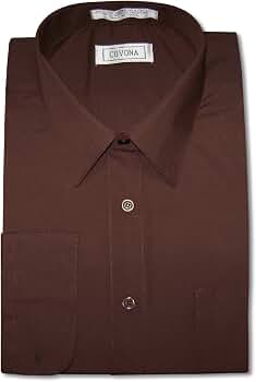 chocolate brown dress for men Boys Dress Shirt Solid Brown Long Sleeve With Solid Tie Size 18 Clearance $3.95