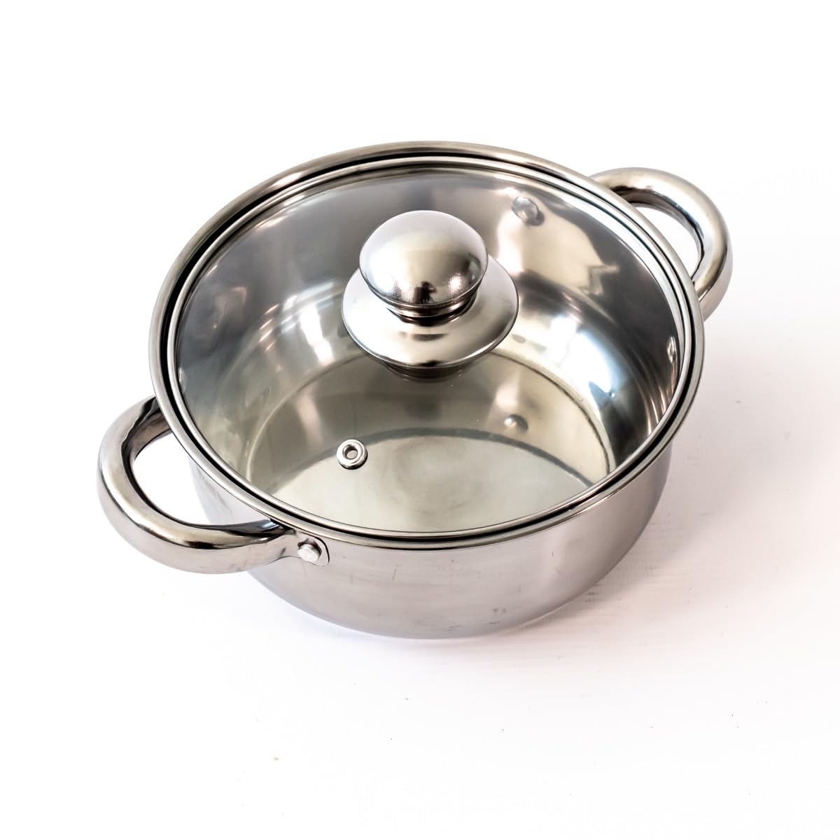 Menaje Martínez Cacerola de Acero Inoxidable 24 cm con Tapa de Vidrio – Apta para Inducción, Gas y Vitrocerámica – Olla de Cocina Resistente